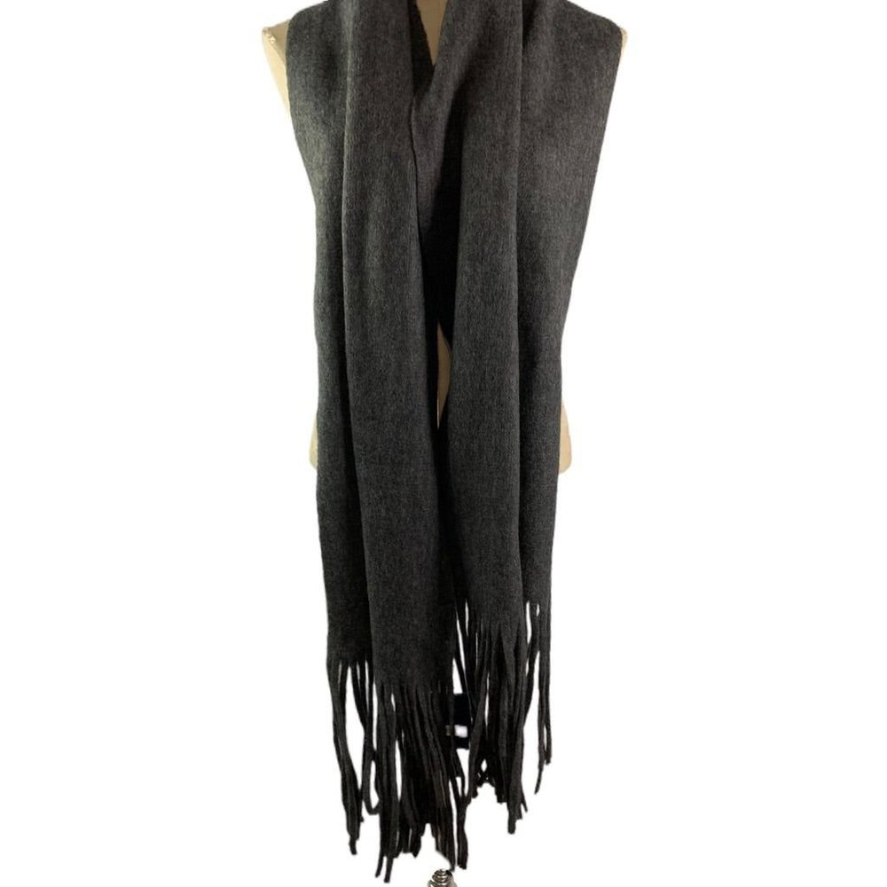 Lucky Brand New Winter Scarf Charcoal Gray Long‎ Fringe